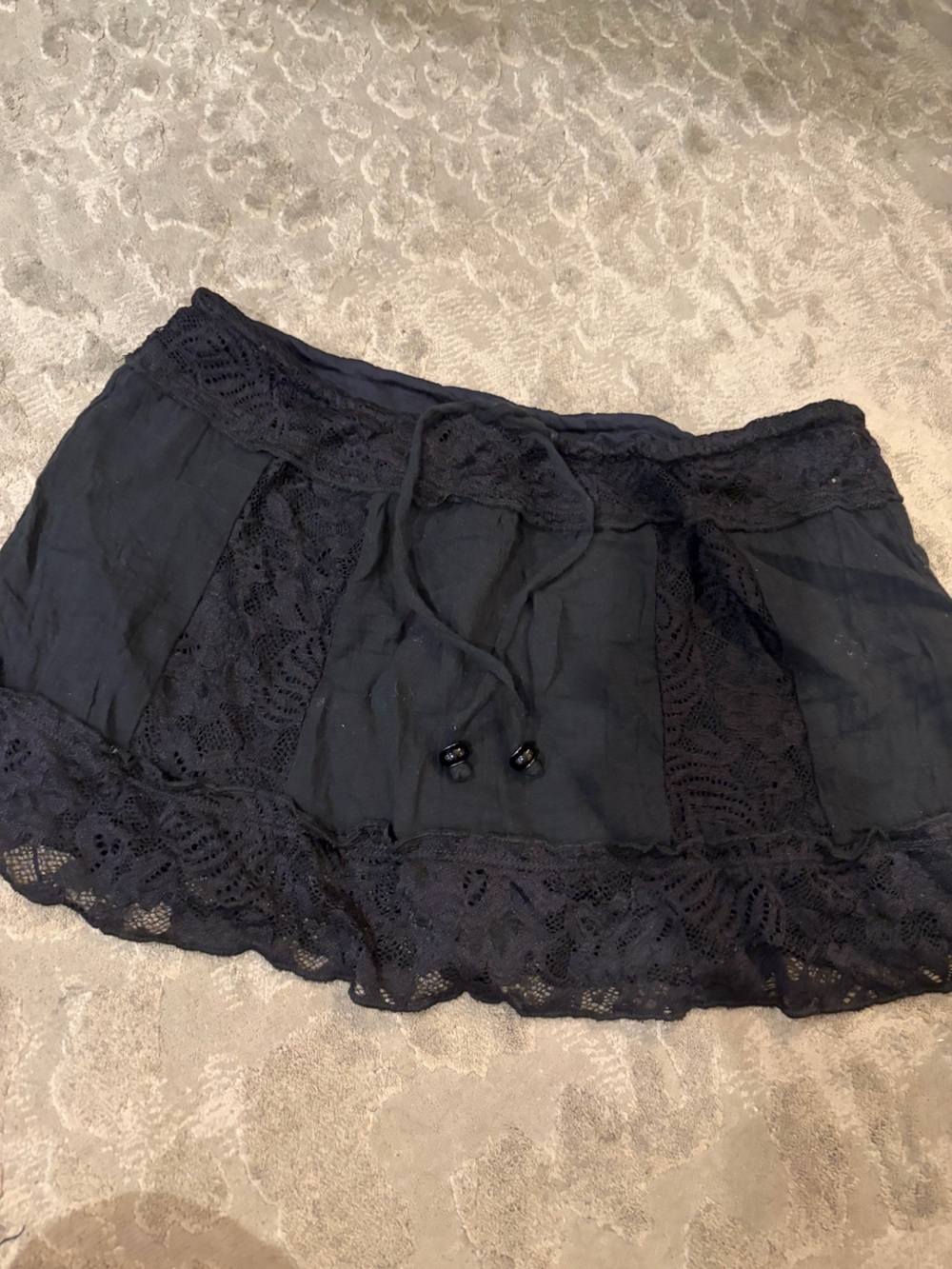 BECCA Black Lace Trim Circle Skirt or beach coverup size medium